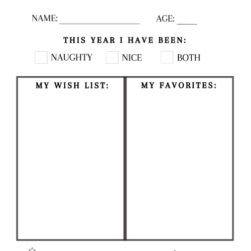 KIDS CHRISTMAS WISH LIST FOR SANTA- FREE PRINTABLE