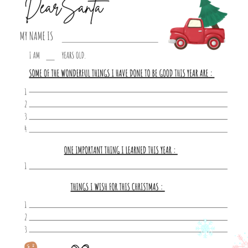 DEAR SANTA – LETTER TO SANTA – FREE PRINTABLE